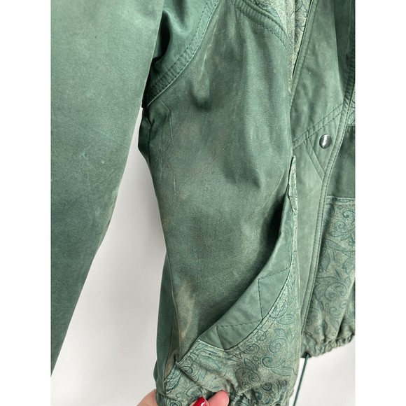 Vintage RZR Originals Women’s Korean Green Leather Jacket Button-Up Medium - Picture 11 of 15